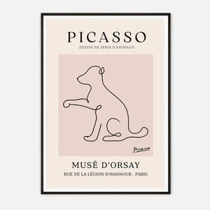 Galrie Elegant Minimalist Picasso Animal Series Drawing Art Print for Home Decor, Black Frame, A4 21 x 30cm (8 x 12inch)
