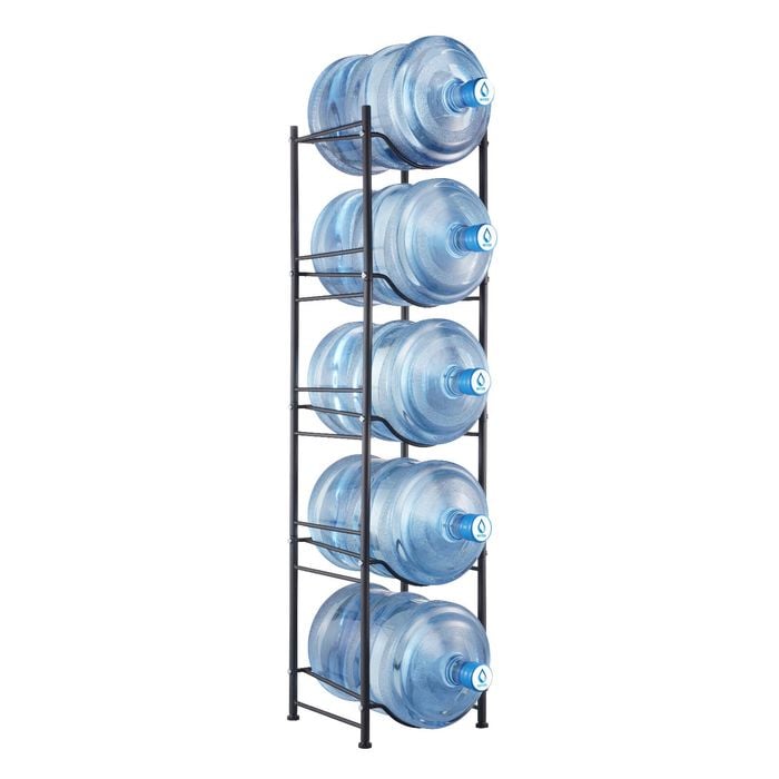 VEVOR Water Jug Holder Black with 5 Tiers Single Row Rack for 5 Bottles