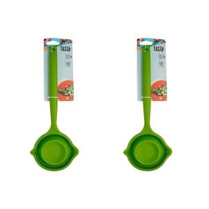 2x Tasty Silicone Foldable Soup Ladle Spoon Kitchen Cooking Utensil 36cm Green