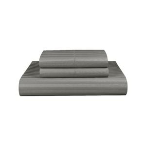 Dreamfields King Grey 1000TC Microfibre 1cm Stripe Soft Quilt Doona Duvet Cover Set