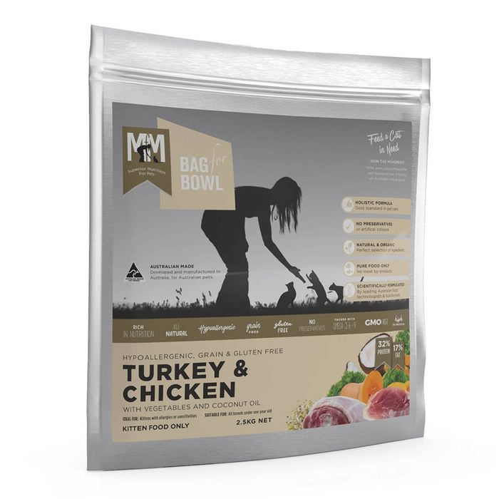 Meals For Meows (mfm) Turkey & Chicken With Vegetables And Coconut Oil Dry Kitten Food 2.5 Kg