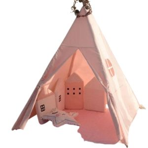 All 4 Kids Sofia Pink Cotton Canvas Kids Square Teepee Tent
