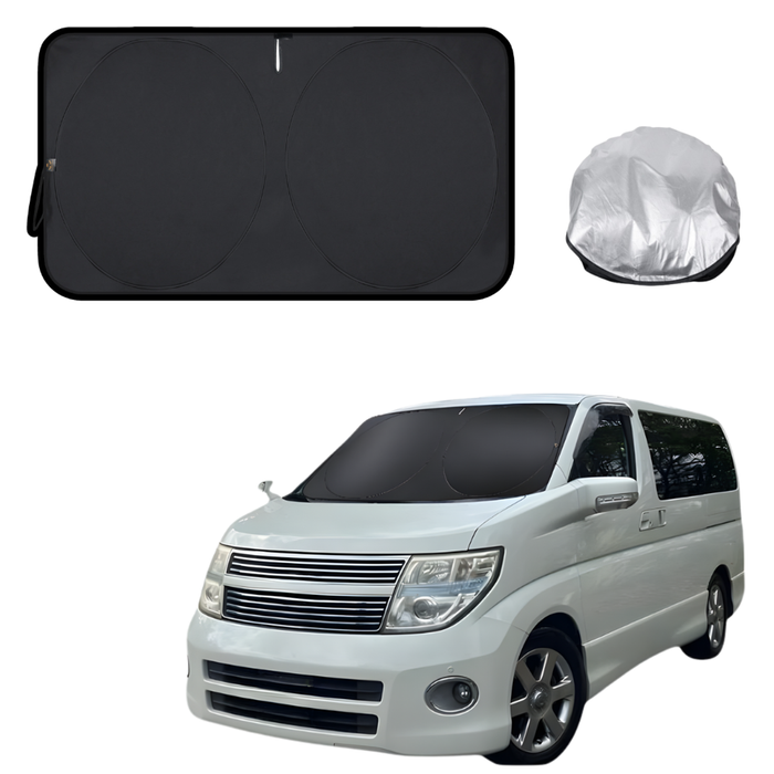Front Windscreen Sun Shade for Nissan Elgrand 2002 - 2010 E51 2nd Gen - XL 160 x 100 cm - Black
