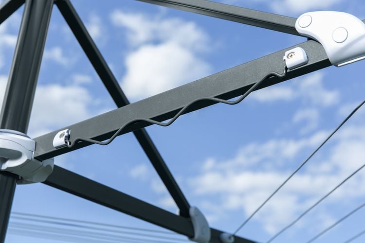 Closeup of the underside of a TopDry clothes hoist