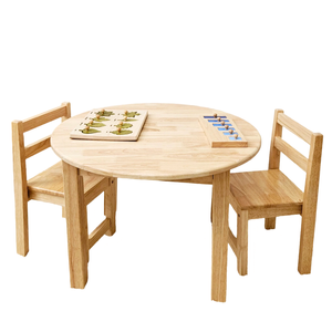Rubberwood Round Table 75cm & 2 Standard Chairs