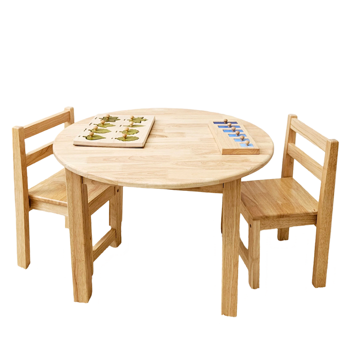 Rubberwood Round Table 75cm & 2 Standard Chairs
