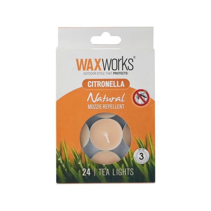 Waxworks Orange Citronella Candle Tea Lights - 24 Pack