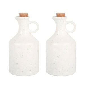 2pc NF Living Oil Vessel 450ml Ceramic Bottles Stoneware Kitchenware White