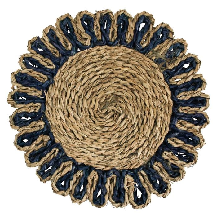 Seagreass 35cm Placemat Round Navy Dual