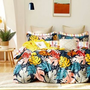 Bloomington 300TC Palms Reversible Cotton Quilt Cover Set Queen 210 x 210 cm
