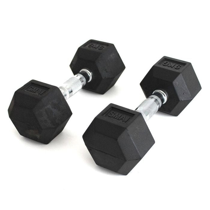SMAI Rubber Hex Dumbbells Classic - Set 22.5kg-30kg Pairs - Black