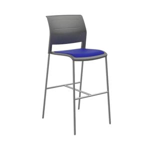 Olg Game Bar Stool Chrome Legs Charcoal Shell Sky Blue Upholstered Seat Only