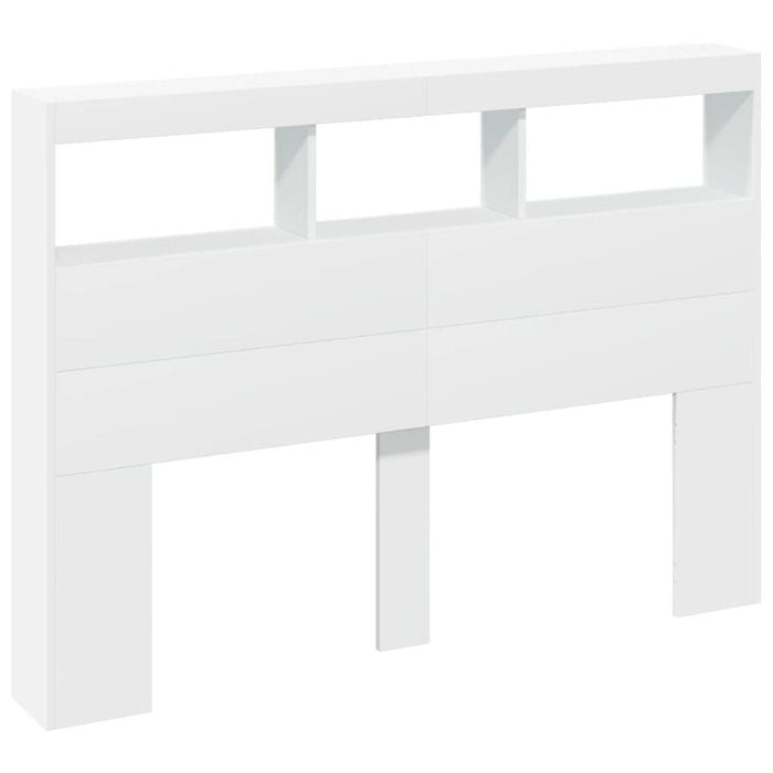vidaXL Headboard Cabinet with LED Bed Cabinet Header Backboard White 140 cm Double