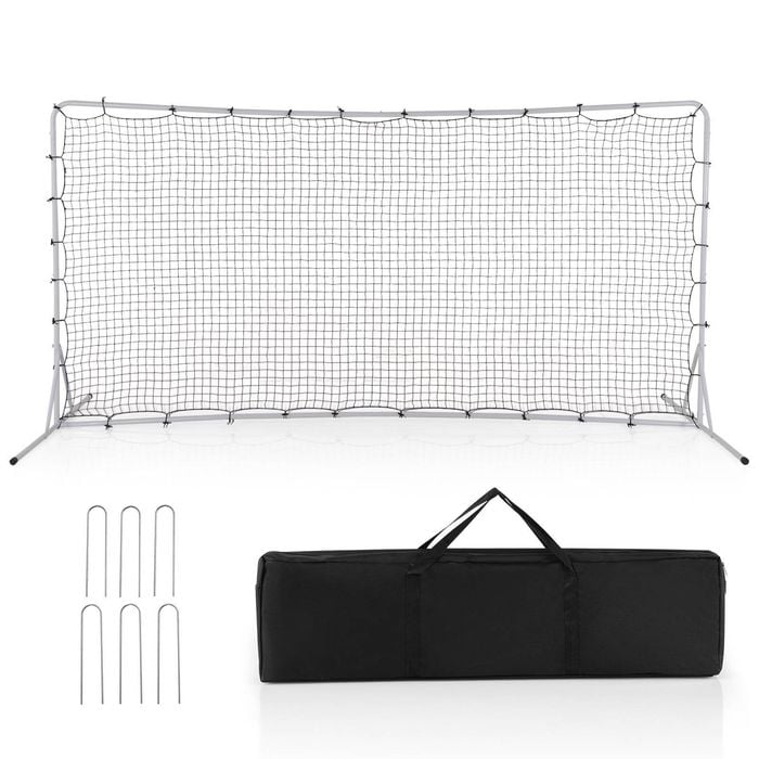 Costway 372.5x182.5cm Soccer Rebounder Net Football Equipment Set Portable Bag