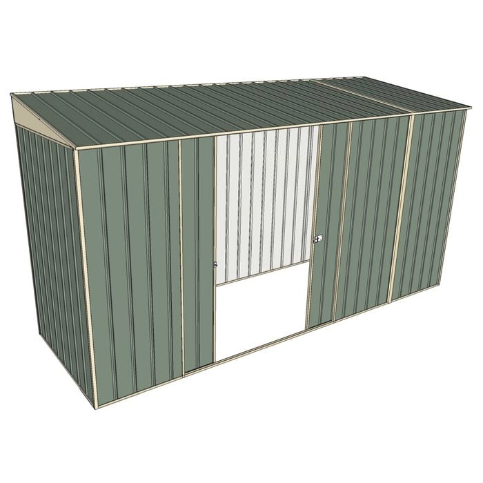 Build-A-Shed 1.2 x 3.7 x 2.0m Skillion Double Sliding Side Door Shed - Green