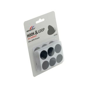 Moroday 25mm Black Hook And Loop Self Adhesive Dots - 36 Pack