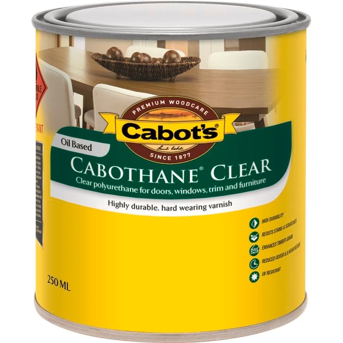 Cabot's 250ml Oil Based Satin Cabothane Clear Polyurethane Varnish