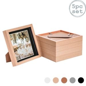 Nicola Spring Shadow Box Frames - 8 x 8" with 6 x 6" Mount - Light Wood - Pack of 5
