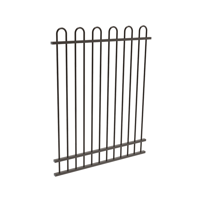 ProtectorAl 350 - 1200 x 1500mm Black Aluminium Loop Top Pool Fence Panel With Mid Rail