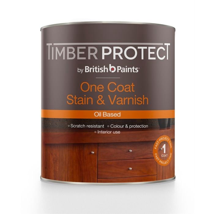 Timber Protect 1L Oil Based Light Walnut One Coat Stain And Varnish