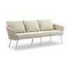 Lismore 3 Seater Outdoor Aluminium And Rope Lounge White & Cream/white Cushions