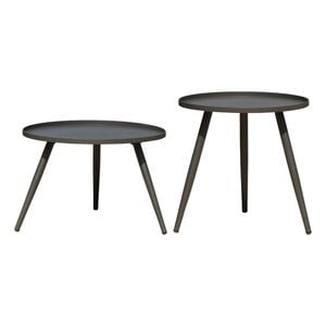 FurnitureOkay Yea Steel Outdoor Side Table Set - Charcoal