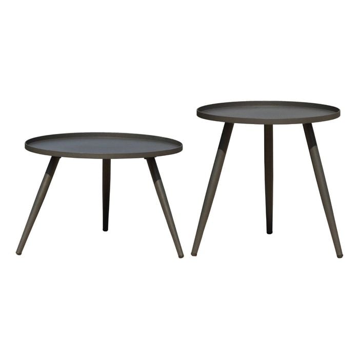 FurnitureOkay Yea Steel Outdoor Side Table Set - Charcoal