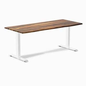 Desky Fixed Height Pheasantwood Hardwood Desk 180x75cm White Leg