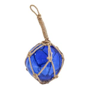 Glass Round 12cm Ball Sphere w/ Jute Rope Hanging Home Room Decor Small Cobalt