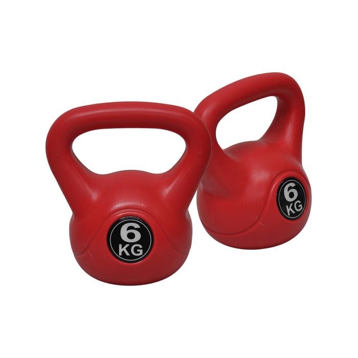 A Pair of Red 6kg Kettlebells - Total 12kg Kettlebell Weight