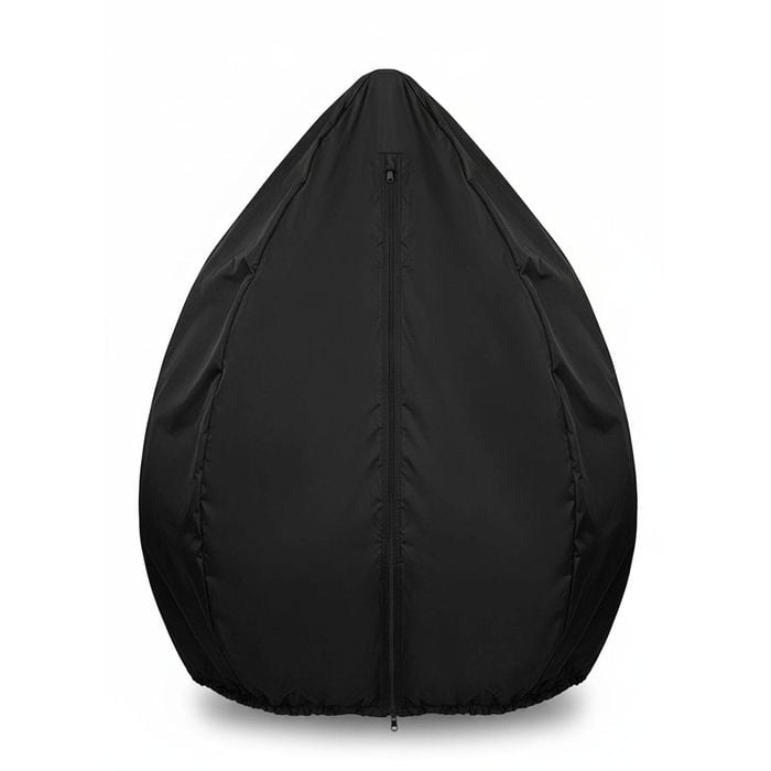 Waterproof Outdoor Egg Chair Cover - 210D Oxford Fabric, Anti-dust, Zipper, 115x190cm (Black)