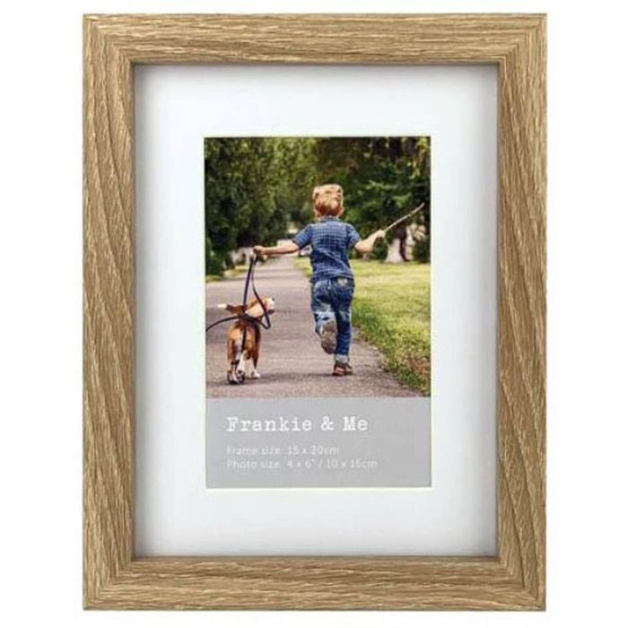 Frankie & Me Wooden Border 4x6'' Picture Frame Home/Office Photo Decor Oak