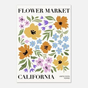 Galrie Stunning Abstract Floral Art Print Flower Market California, Poster Only, 50 x 70cm (20 x 28inch)
