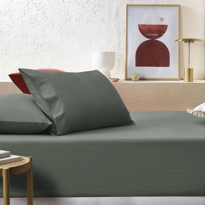 Accessorize Stone Washed Cotton Fitted Sheet Set Sage - SB
