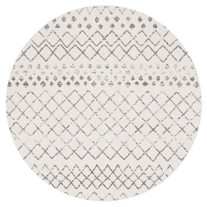 Jaya 454 White 200x200cm Round - Medium Pet Friendly Power Loomed Rug