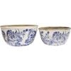 2pc Lvd Handcrafted Low Vintage Blue Ceramic Planter Set Outdoor Decor Lrg/sml