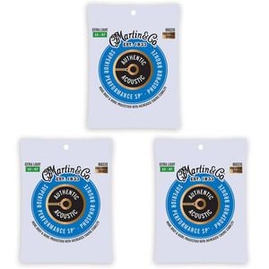 3PK Martin Guitar MA530 Authentic Strings 92/8 Phosphor Bronze Extra Light