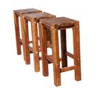 QFurniture Set of 3 Natural Bar Stools