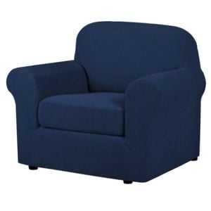Smarcute 1 Seater 2-Piece Spandex Stretch Anti-Slip Sofa Cover Navy