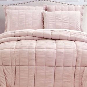 Hotel Living Seersucker Comforter Set King Light Pink