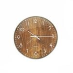 14" Round Wall Clock Non-Ticking Quartz in Wood Grain