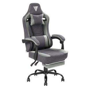 Advwin Gaming Chair with Footrest Linen Fabric Ergonomic Office Chair Purpe Gray