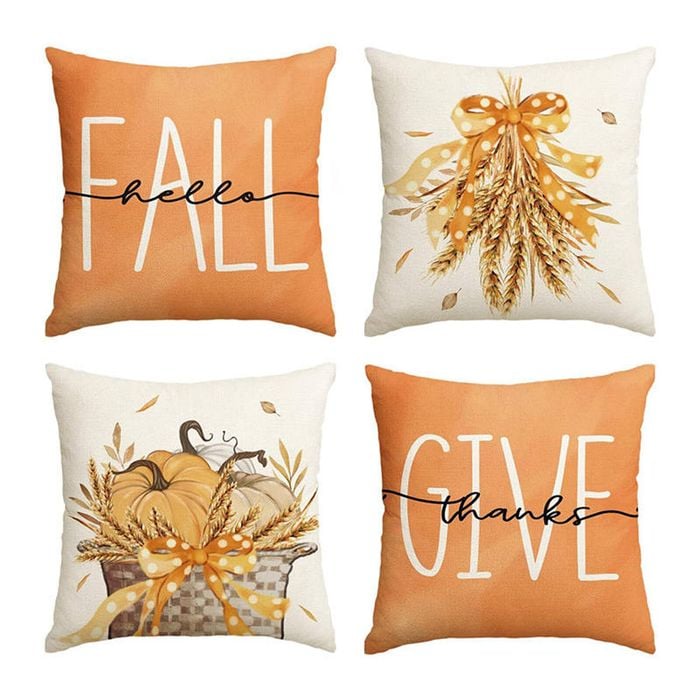 Catzon 4 Pcs Linen Throw Pillow Covers Autumn for Home