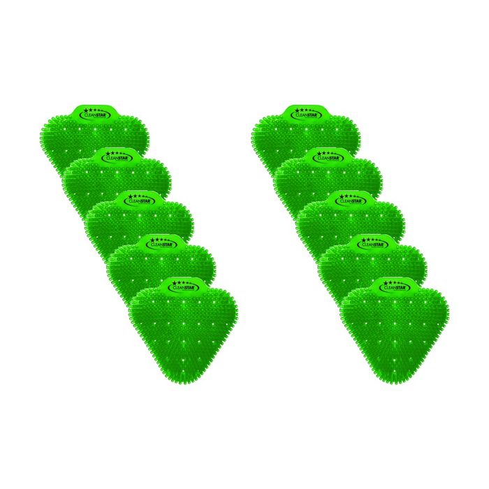 10pc Cleanstar Anti-Splash Urinal Screens Apple Fragrance Odour Control Green