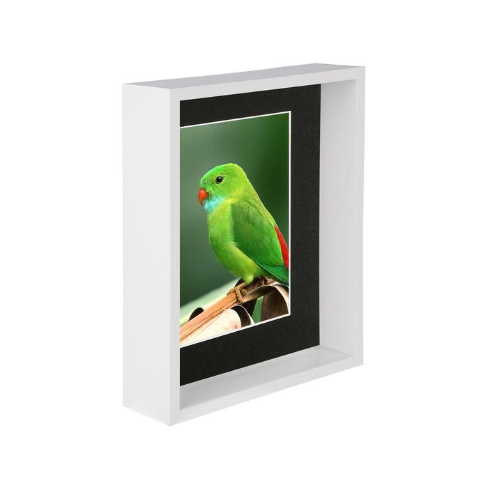 Nicola Spring 8" X 10" White 3d Deep Box Photo Frame - 5" X 7" Mount