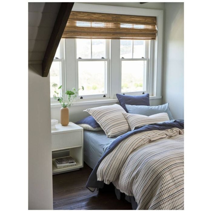 Linen House Cotton Waffle Dana Mushroom Stripe Quilt Cover Set Queen