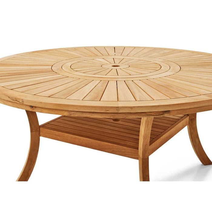 Solomon Round Outdoor Teak Timber Dining Table With Coastal
