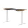 Advwin Electric Standing Desk Adjustable Height Ergonomic Sit Stand up Table 140cm Black+Walnut Splice Board Top+White Frame