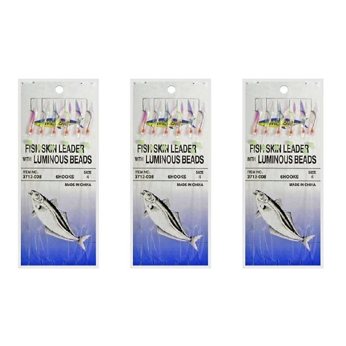 3x Surecatch Wilson Bait Jig - Fish Skin Fishing Rig 6 Hook - Size 4