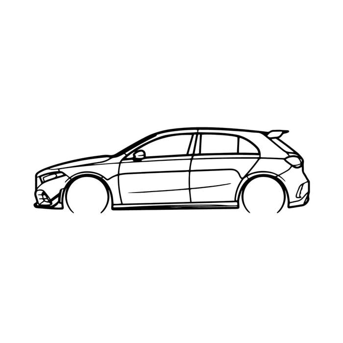 Ignite Laser Mercedes Benz A35 AMG Silhouette Metal Wall Art Rustic Metal 47inch/120cm